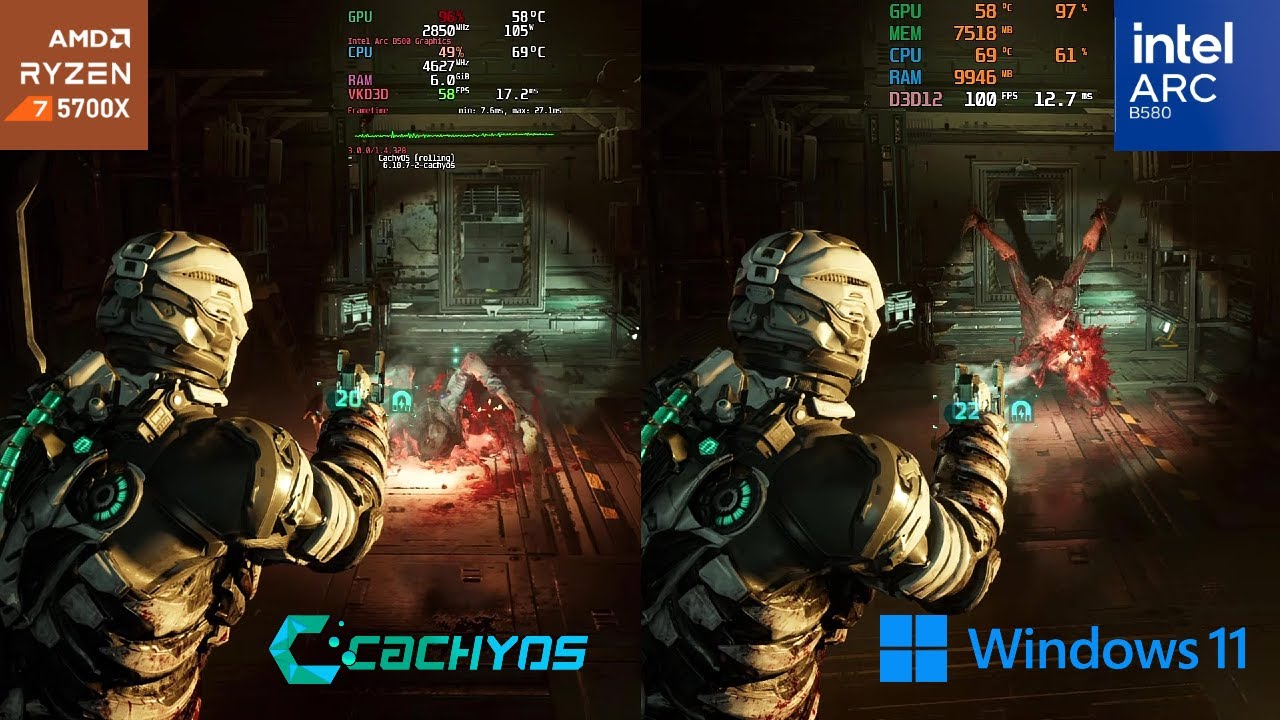 Windows 11 vs Linux CachyOS | Intel ARC B580 | Dead Space Remake - YouTube