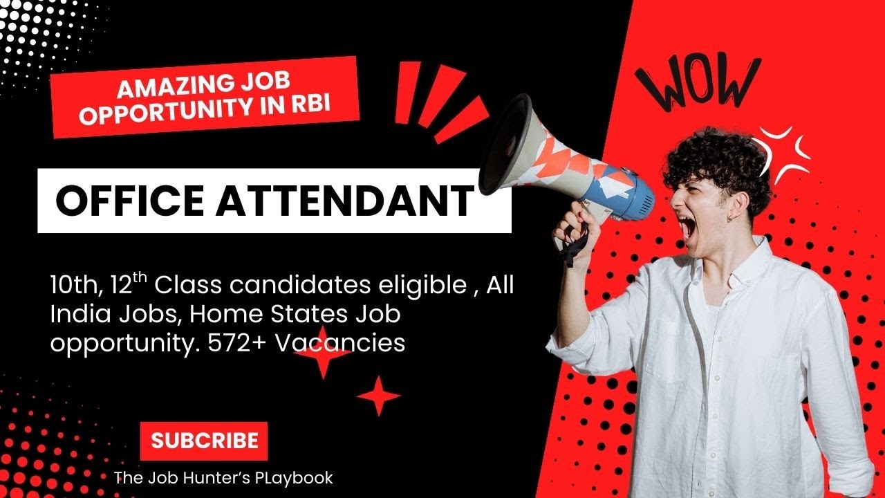 RBI ऑफिस अटेंडेंट भर्ती 2026 | One simple exam |  No Graduation required 