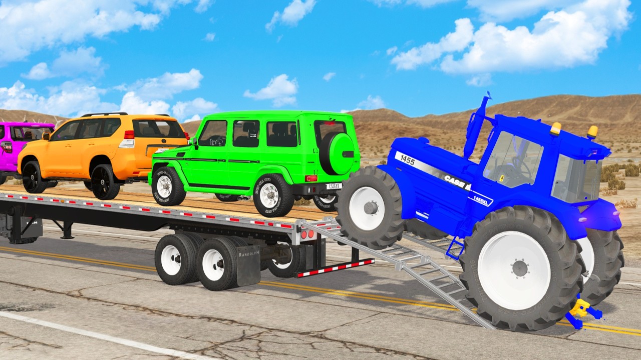 Flatbed Truck Mcqueen | Transportation with Truck - Pothole vs Car # - BeamNG.Drive