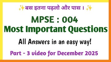 MPSE 004 Important Questions December 2025 | ignou mpse 004 important questions with answers 2025