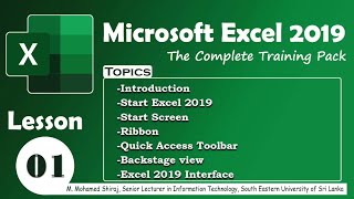 01 Microsoft Excel 2019 Training Lesson 01, Excel Interface, Ribbon Display Option, Backstage View