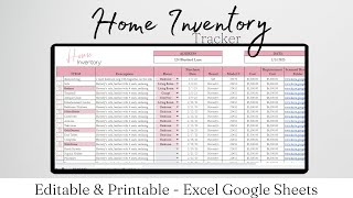 Home Inventory Excel Template, Home Inventory Management, Home Inventory Google Spreadsheet Tutorial