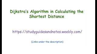Dijkstra’s Algorithm in Calculating the Shortest Distance