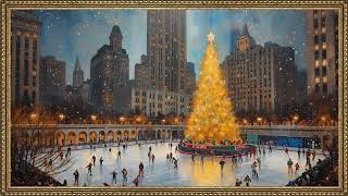 Christmas in New York Gold Frame TV Art + Crackling Fire [1 Hour] screenshot 1