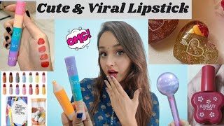Testing Extremely *Cute and Weird* Lipsticks from Meesho || Viral lipstick || Secret Makeover