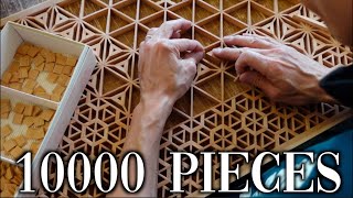 【Kumiko Wood Work】 Traditional Japanese design created with 10,000 tiny pieces of wood. (Subtitle)