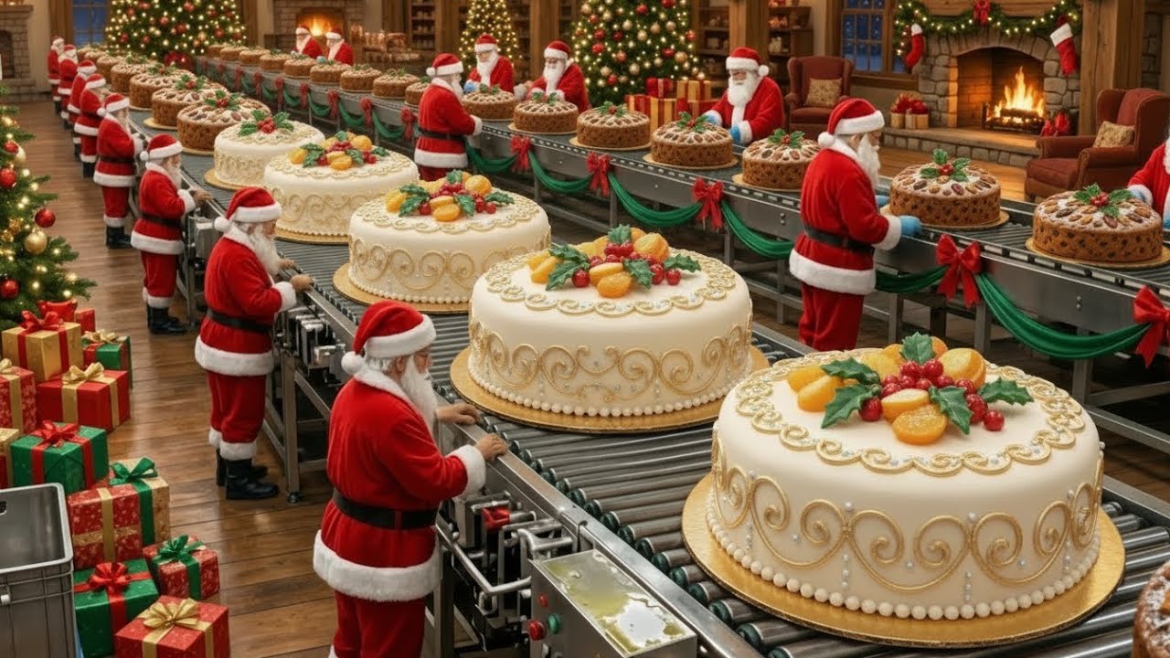 🎄 Inside the Christmas Cake Factory: Full Process of Traditional Fruit Cake Making 🍰