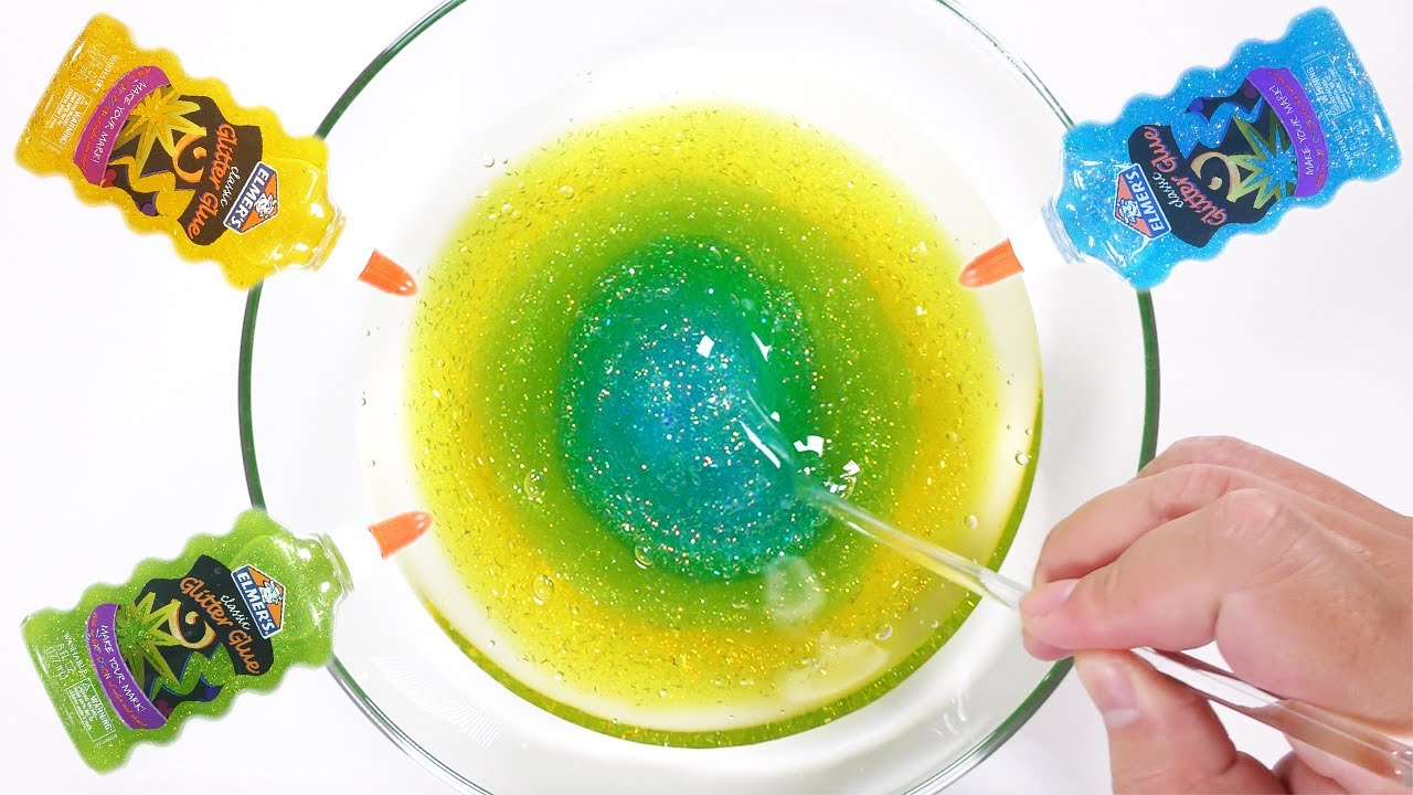 DIY】3種類のエルマーズグリッターグルーを混ぜてスライム作ってみた