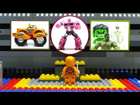Full Transformers LEGO Cars experemental Bumblebee, Tobot & Iron Man, Hulk! Monster car robot toys