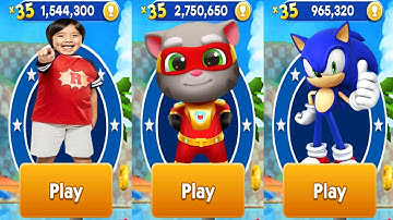Tag with Ryan vs Sonic Dash vs Talking Tom Hero Dash All Characters Unlocked