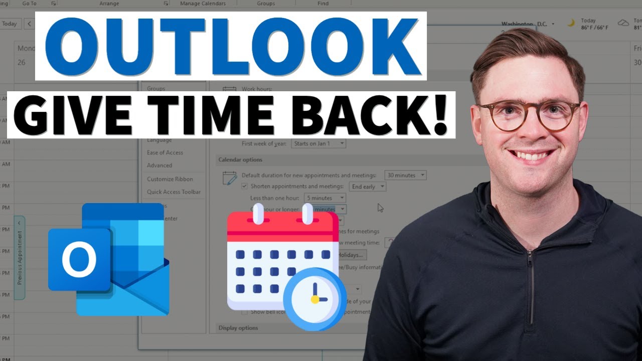 Outlook - Set Your Default Meeting Lengths - YouTube