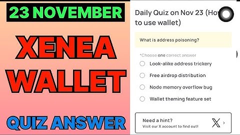 Xenea Wallet Quiz Answer 23 November | Xenea wallet daily Quiz Answer Today | Xenea Wallet Quiz |