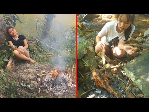 Primitive Life- Two Beautiful Girls Grilled Chicken- Who grill better ?