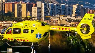 Airbus H145 EC-MOR air ambulance helicopter HEMS ops with personal fly-by!