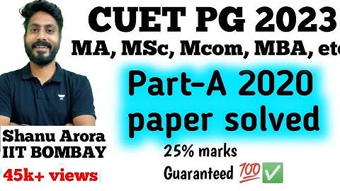 CUET PG PART-A preparation | Cucet previous paper solution