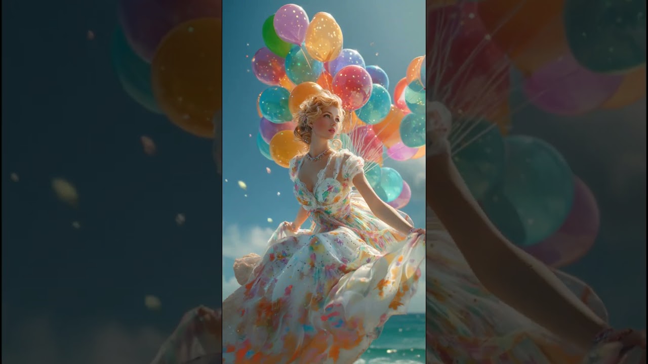 🎈✨ Girl Lifted by a Sky of Balloons ✨🎈