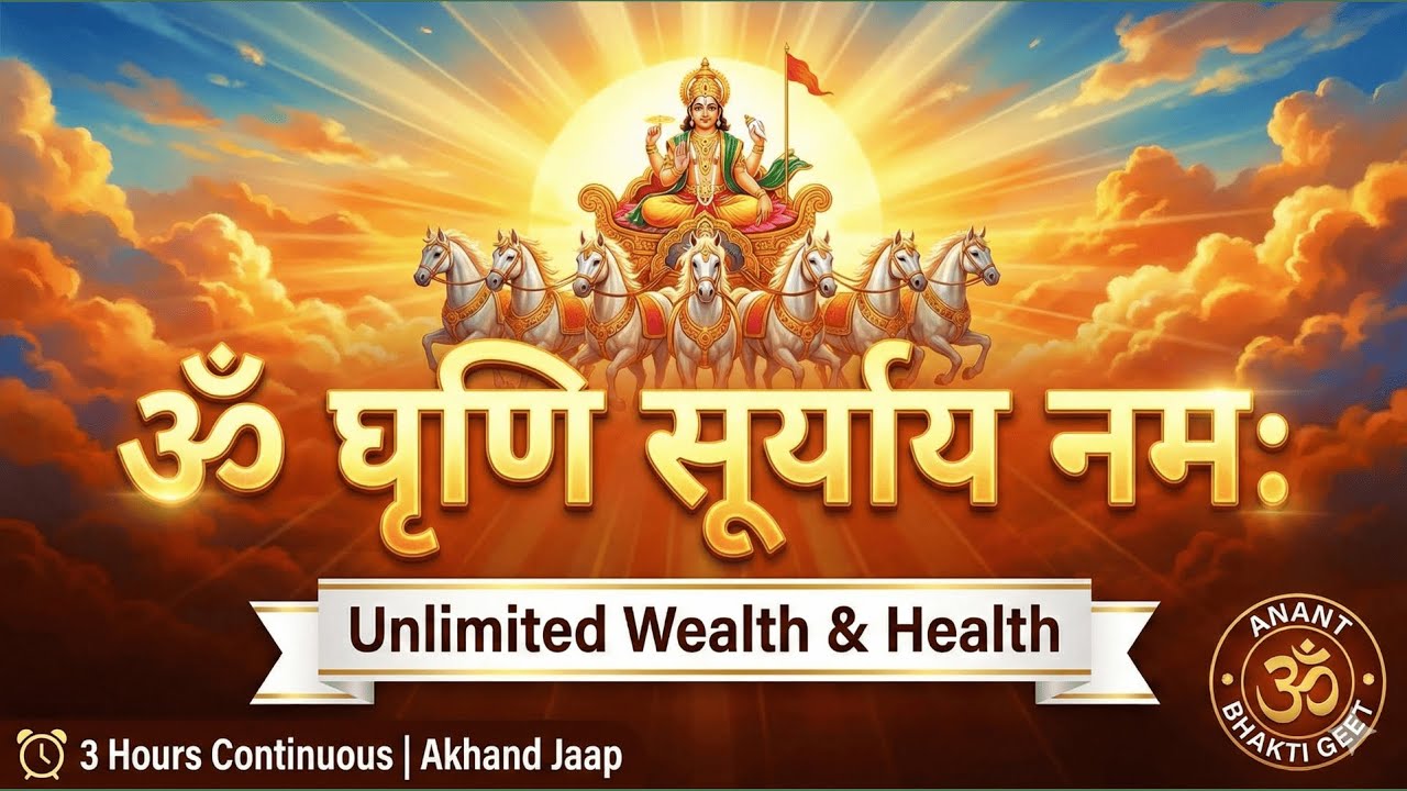 ॐ घृणि सूर्याय नमः | Om Ghrini Suryay Namah | Powerful Surya Mantra for Success | 3 Hours