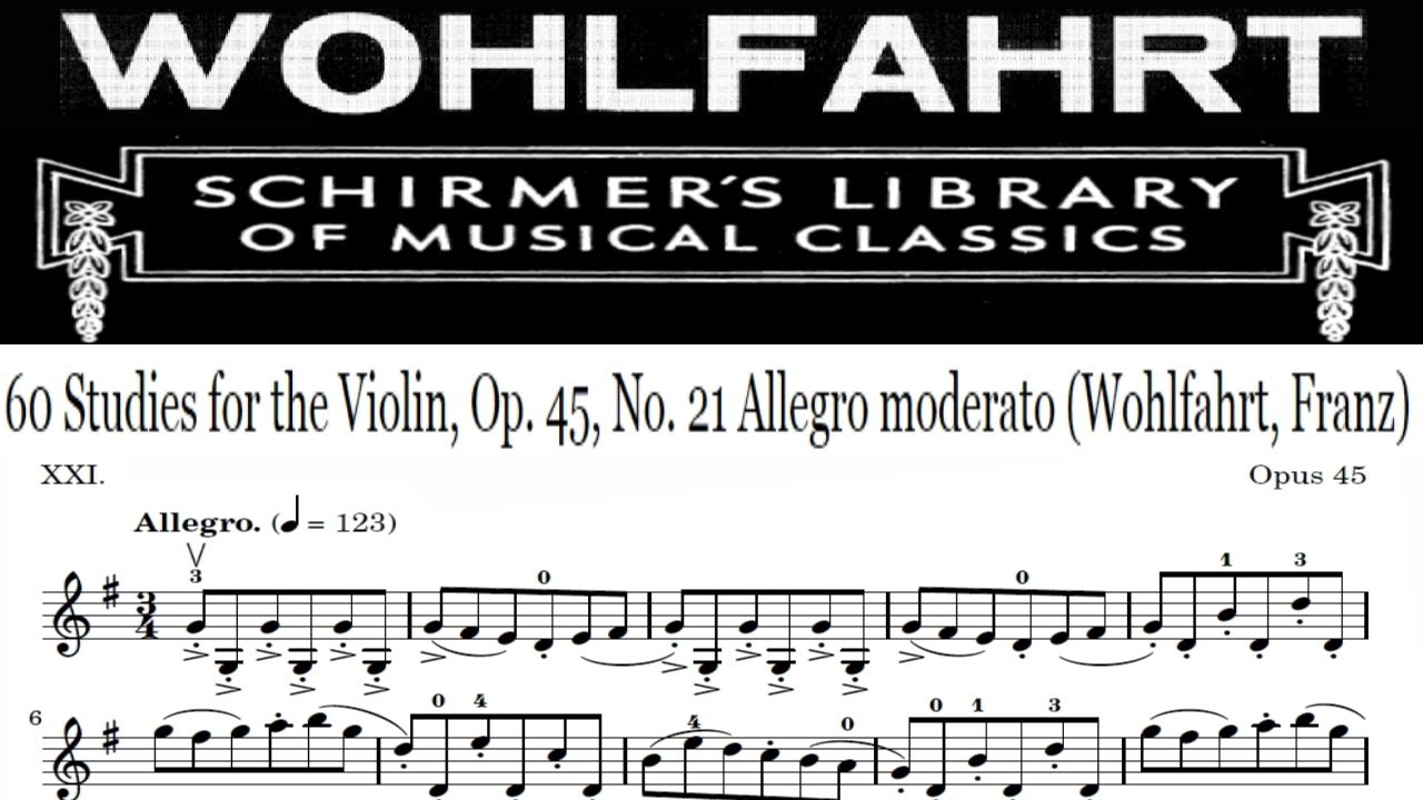 Wohlfahrt, Violín Exercice no. 21 Book 1 With Piano for