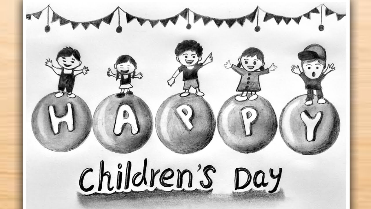 Share 112+ childrens day pencil drawing super hot