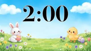 Celebrity 2 Minute Easter Timer | Fun Spring Countdown w Bunny, Chick, & Calm Piano Music for Classroom Focus Wealth