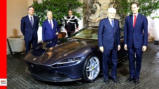 Italian president sergio mattarella today welcomed ferrari chairman
john elkann and deputy piero to his official residence at the quirinal
p...