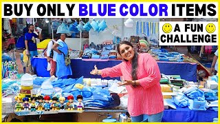 BLUE Shopping CHALLENGE💙Buying ONLY BLUE Items🔷️Chennai