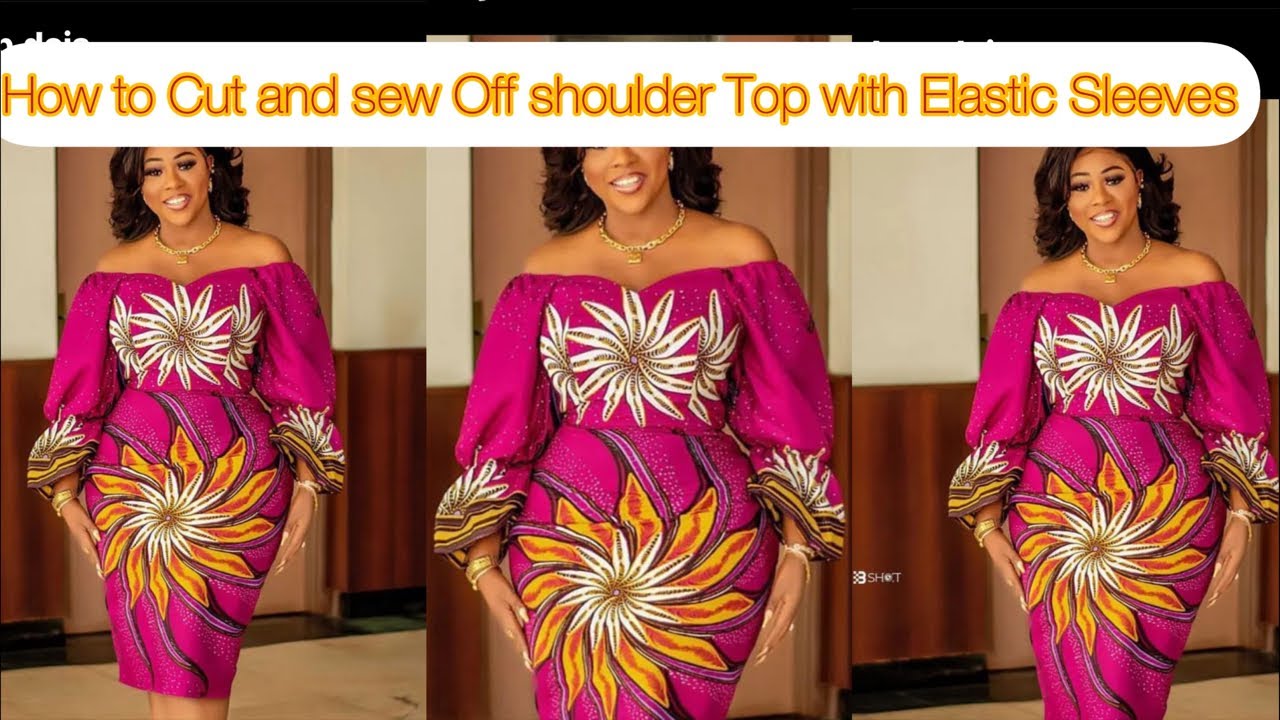 How to cut and sew off shoulder top with elastic sleeves - YouTube