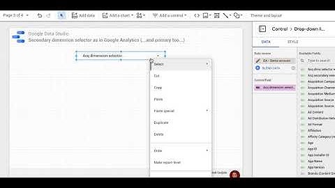 Google Data Studio secondary dimension selector as in Google Analytics: Drop-down list control