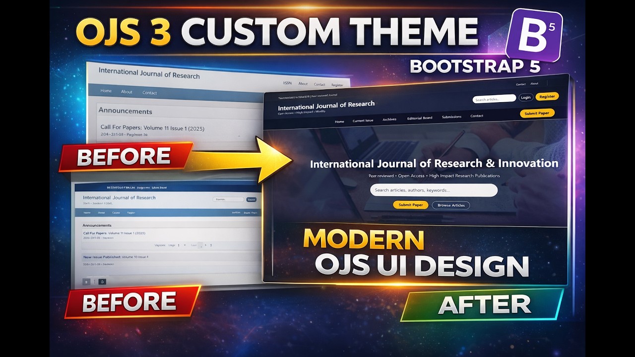 OJS 3.5 Custom Bootstrap 5 Theme 🔥 | Modern Journal UI Design (Before ...