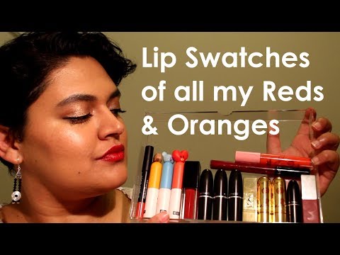 Lip Swatches of Red & Orange Lip Products on NC42 (Brown, Medium, Golden, Olive) Skin