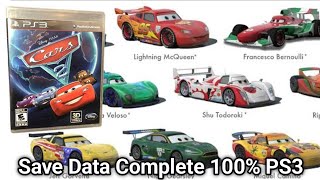 [PS3] Cars 2 Save Data Complete 100% unlock all PS3 BLUS30725