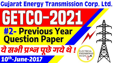 GETCO Electrical Junior Engineer Vidyut Sahayak Previous Year Question Paper -#2 Solution-10/06/2017