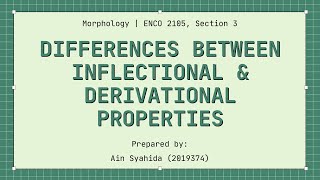 Differences Between Inflectional & Derivational Properties - Morphology