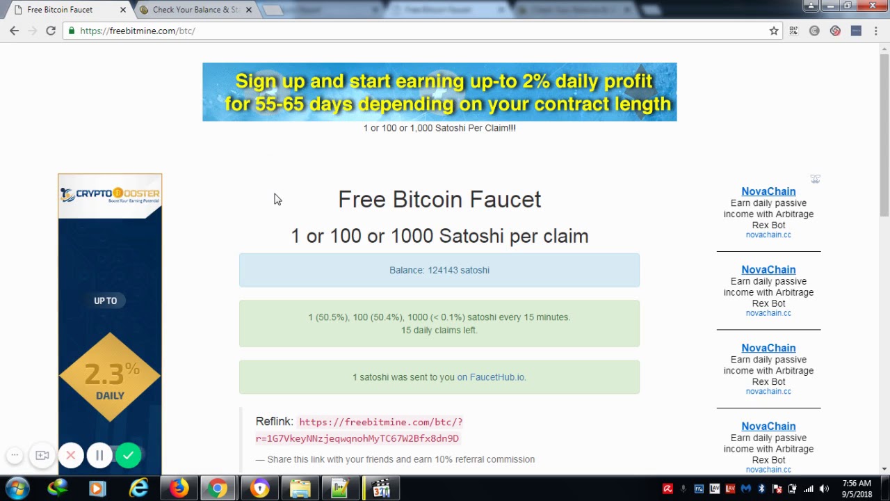 Free Bitcoin Faucet 1 Or 100 Or 1000 Satoshi Per Claim - 