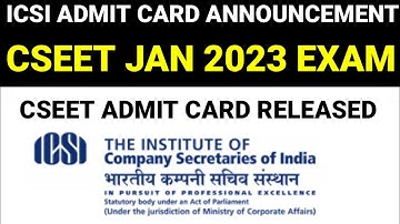 ICSI Live Demo How To Download CSEET January 2023 Admit Card