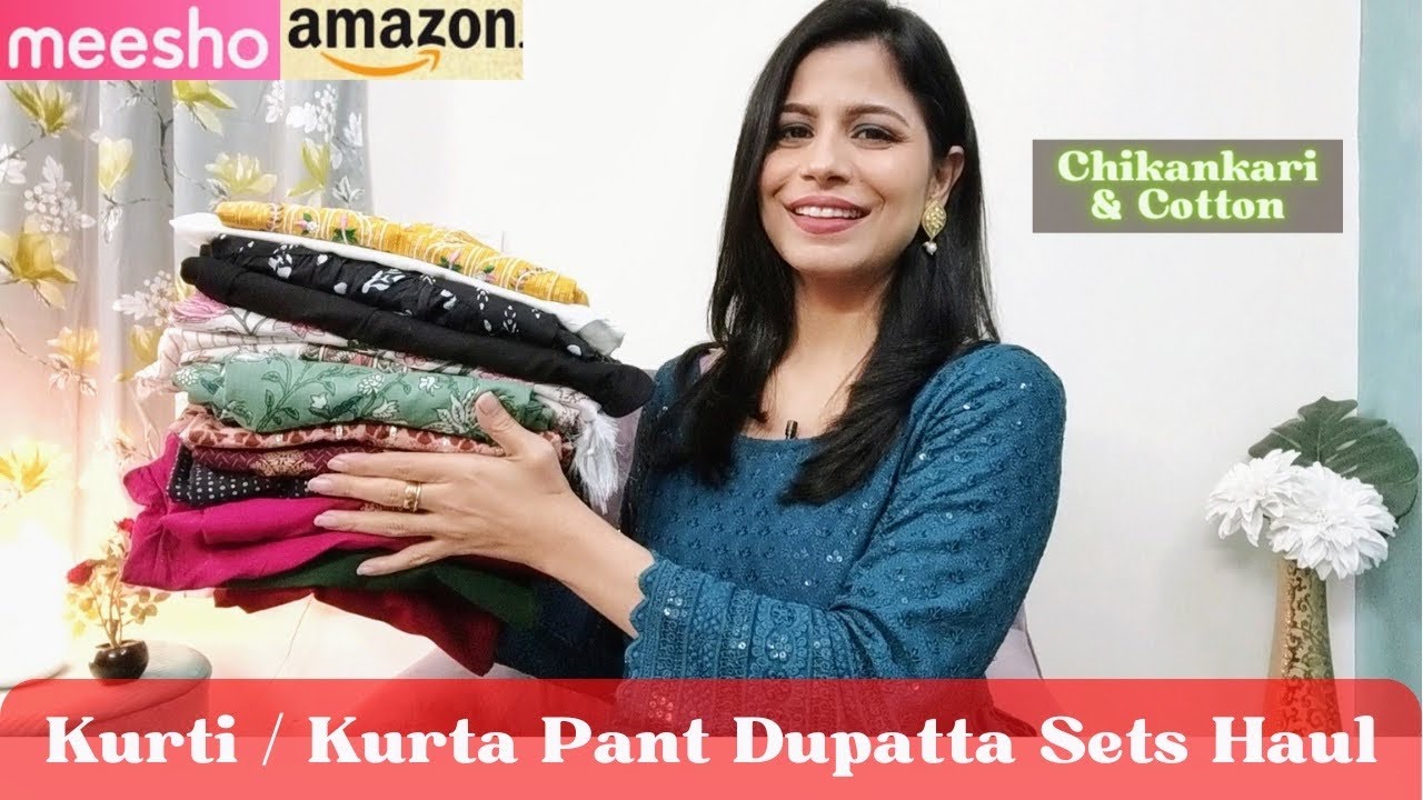 Quick Fab Women's Cotton Printed Straight Kurti Palazzo Pants Set with  Dupatta Black : Amazon.in: Fashion