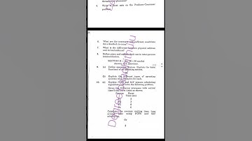 Bsc 3rd sem computer science operation systems questions paper 2024