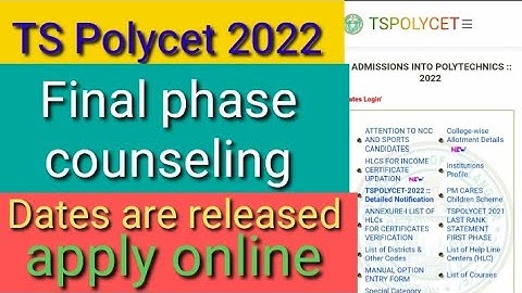 TS Polycet final phase counseling dates are released 2022/ts polycet final phase web options seat //