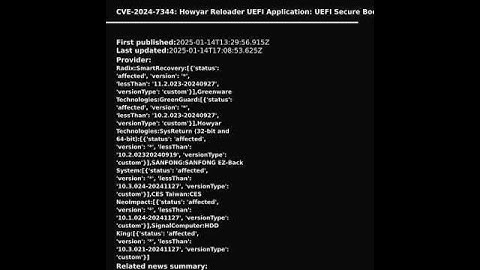 Howyar Reloader UEFI Application: UEFI Secure Boot bypass (CVE-2024-7344) #shorts