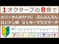 【1オクターブで弾ける②】メリーさんのひつじ･ぶんぶんぶん･ロンドン橋･ミッキーマウスマーチ【初心者/楽譜/ドレミ/シャープなし/フラットなし】