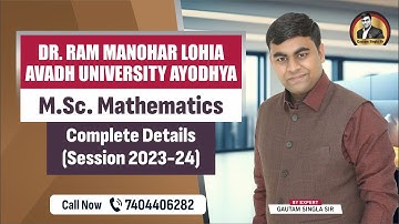 🔥🔥RMLAU Avadh University M.Sc. Mathematics Complete Details 2023-24