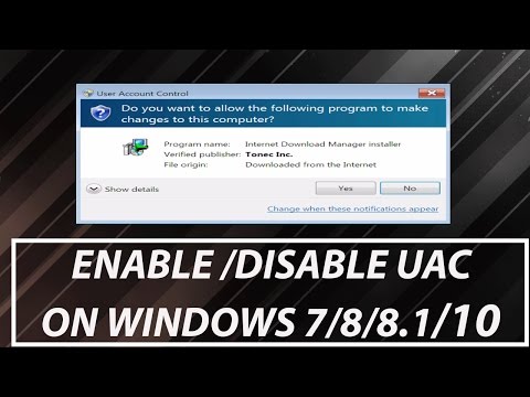 Enable /Disable User Account Control (UAC) Pop Up on Windows 7/8/8.1/10