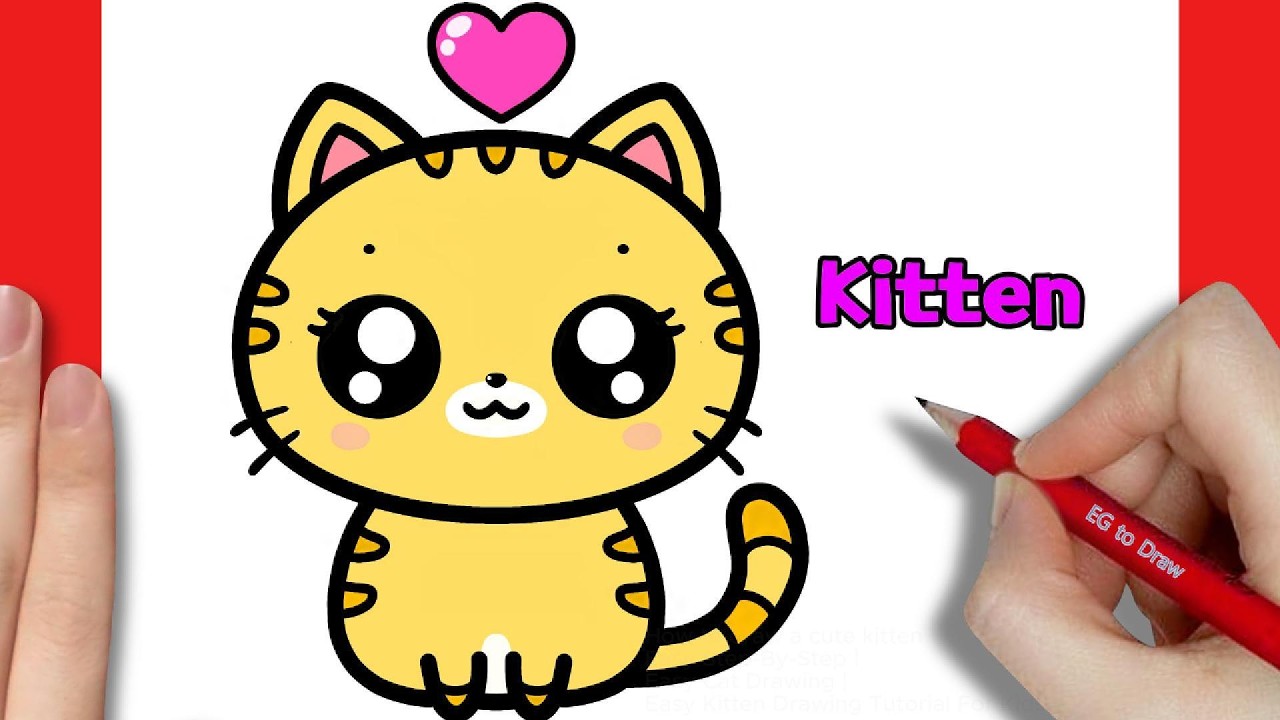 How to draw a cute Kitten Easy Step-By-Step | Easy Cat Drawing Tutorial For Kids & Beginners