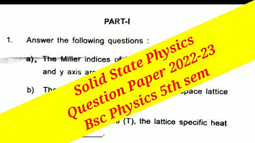 Bsc Solid State Physics Question Paper 2022-23 VD College Jaypur Majhi Tutorial