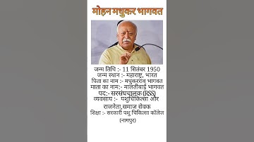 मोहन भागवत की जीवनी | Mohan Bhagwat Biography in Hindi #rss #mohanbhagwat #shorts