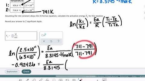 ALEKS: Using the Arrhenius equation to calculate Ea from k vs. T data