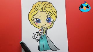 How To Draw Elsa From 'Frozen'  Disney | KAWAII- Cómo dibujar a Elsa