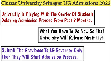 Cluster University UG Admission Delay Students Are In Depression || What
