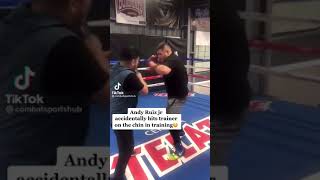 Andy Ruiz Jr Accidentally Hits Trainer On The Chin While Training