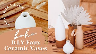 D.I.Y FAUX CERAMIC VASES | trying the baking soda & paint hack from Tiktok!